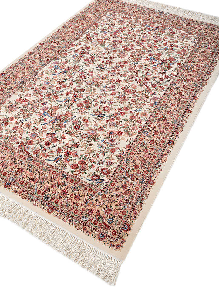 aalam pink and purple wool and silk hand knotted Rug - FloorShot