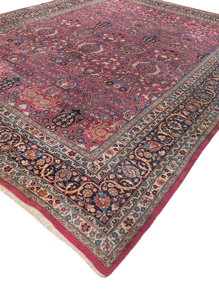 aalam blue wool hand knotted Rug - FloorShot