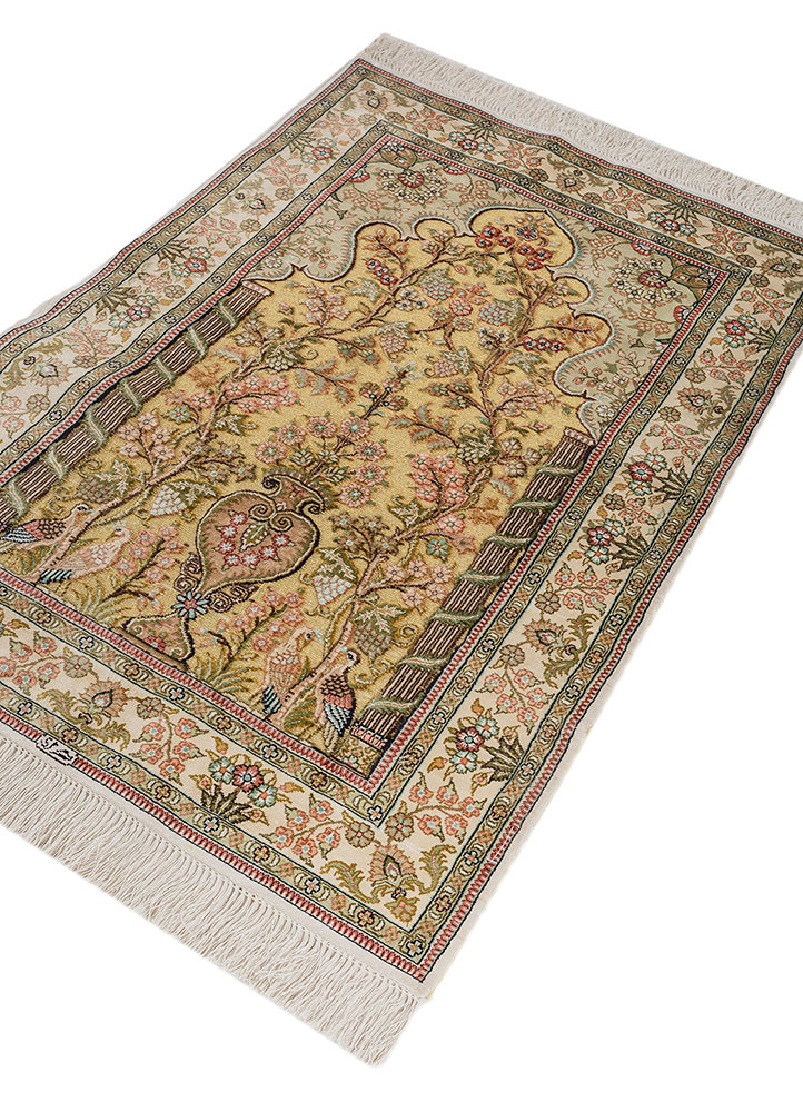 gulmarg green silk hand knotted Rug - FloorShot