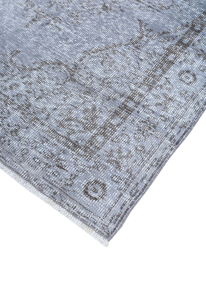 vintage blue wool hand knotted Rug - FloorShot