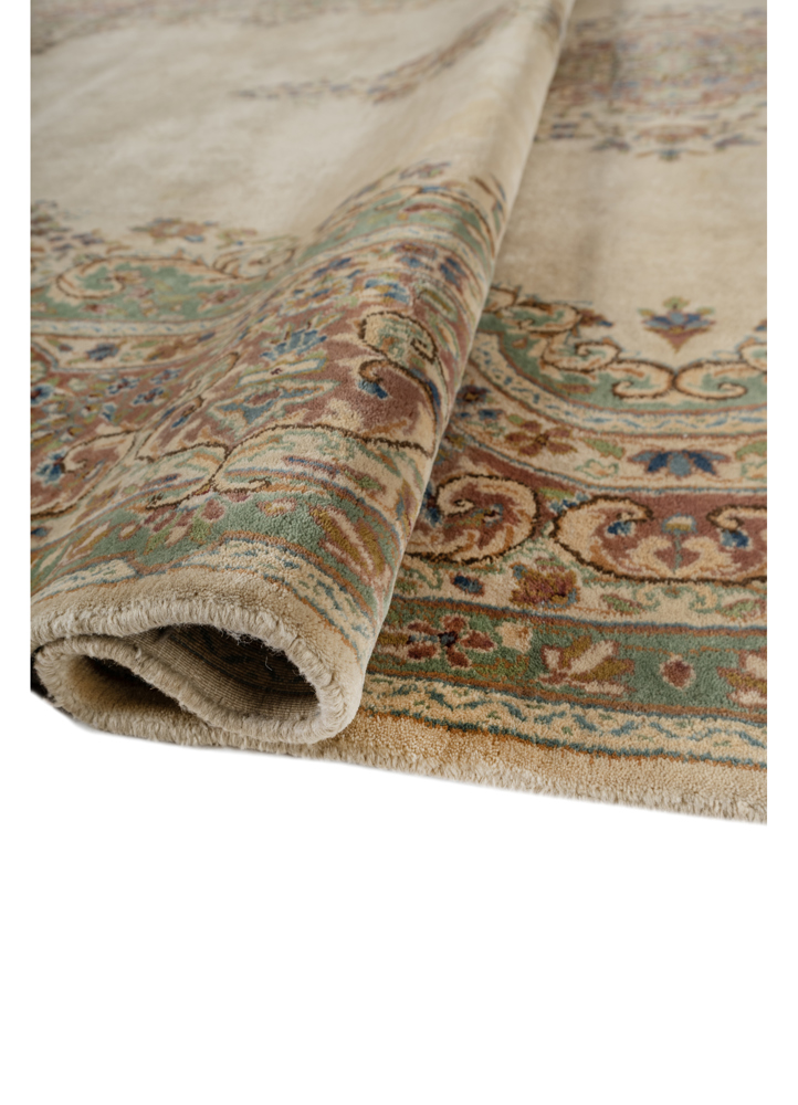 aalam green wool hand knotted Rug - FloorShot