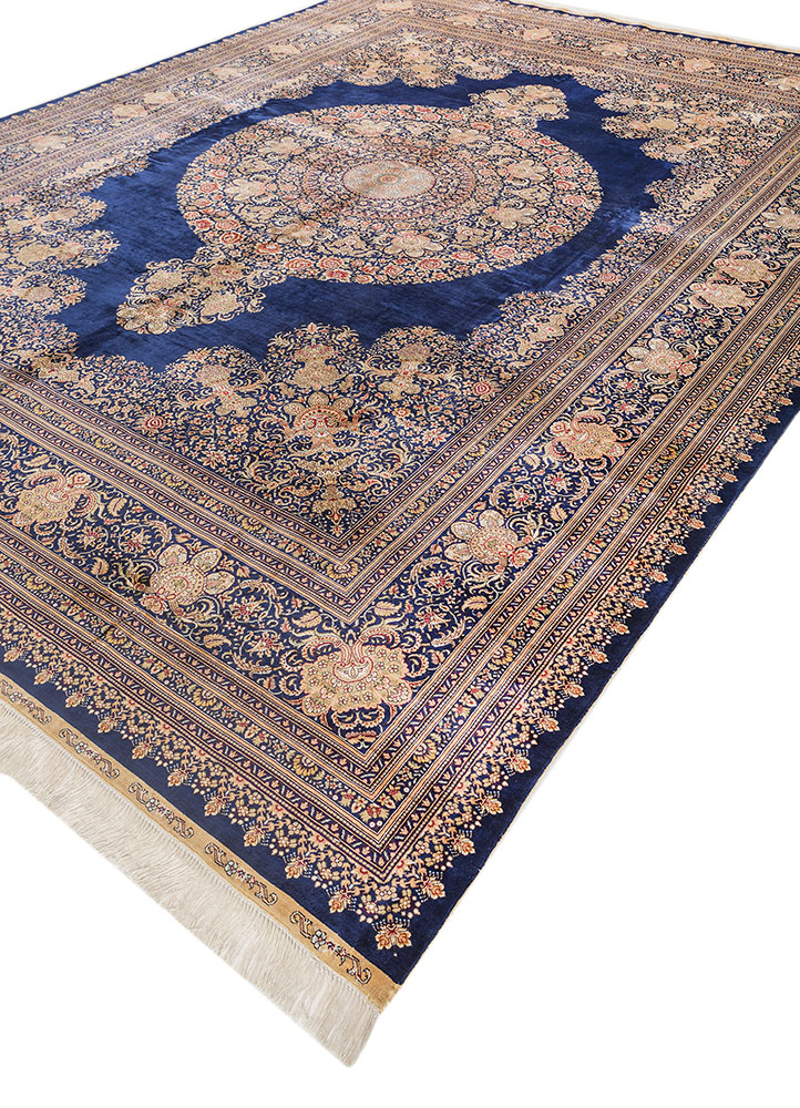 gulmarg blue silk hand knotted Rug - FloorShot