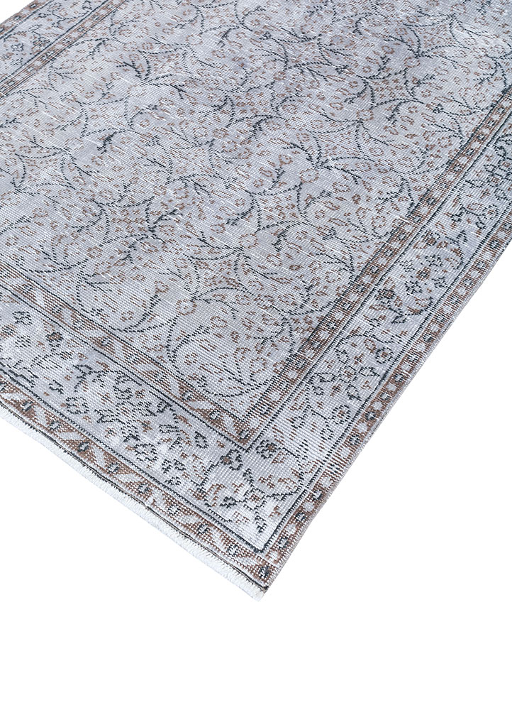 vintage grey and black wool hand knotted Rug - FloorShot