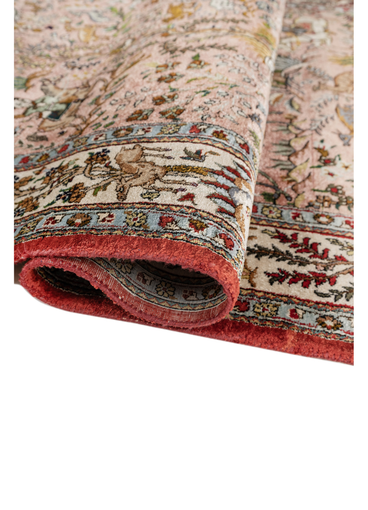 gulmarg red and orange silk hand knotted Rug - FloorShot