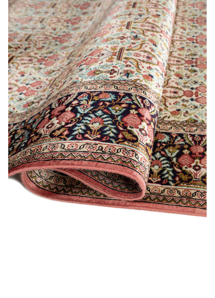 gulmarg pink and purple silk hand knotted Rug - FloorShot