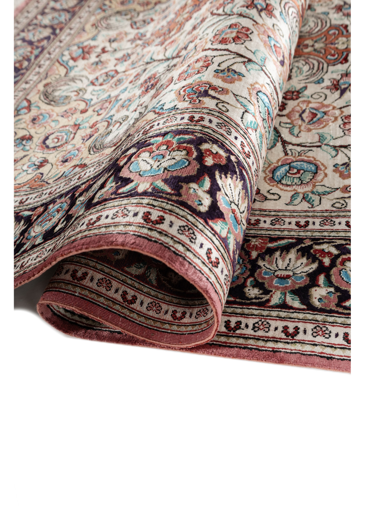 gulmarg red and orange silk hand knotted Rug - FloorShot