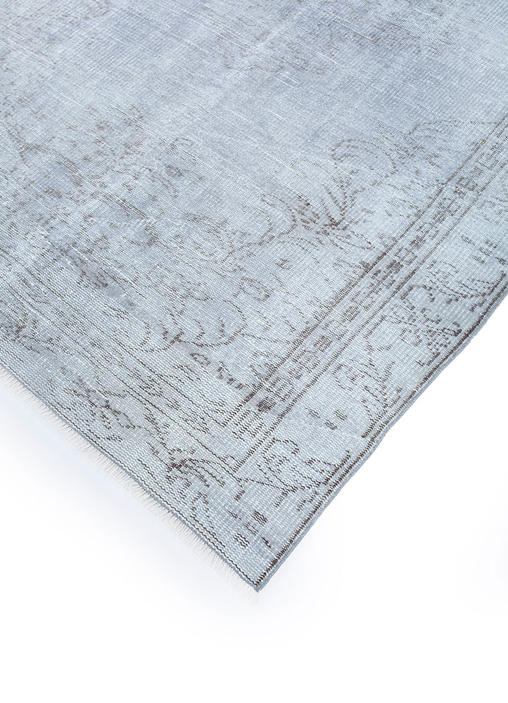 vintage blue wool hand knotted Rug - FloorShot