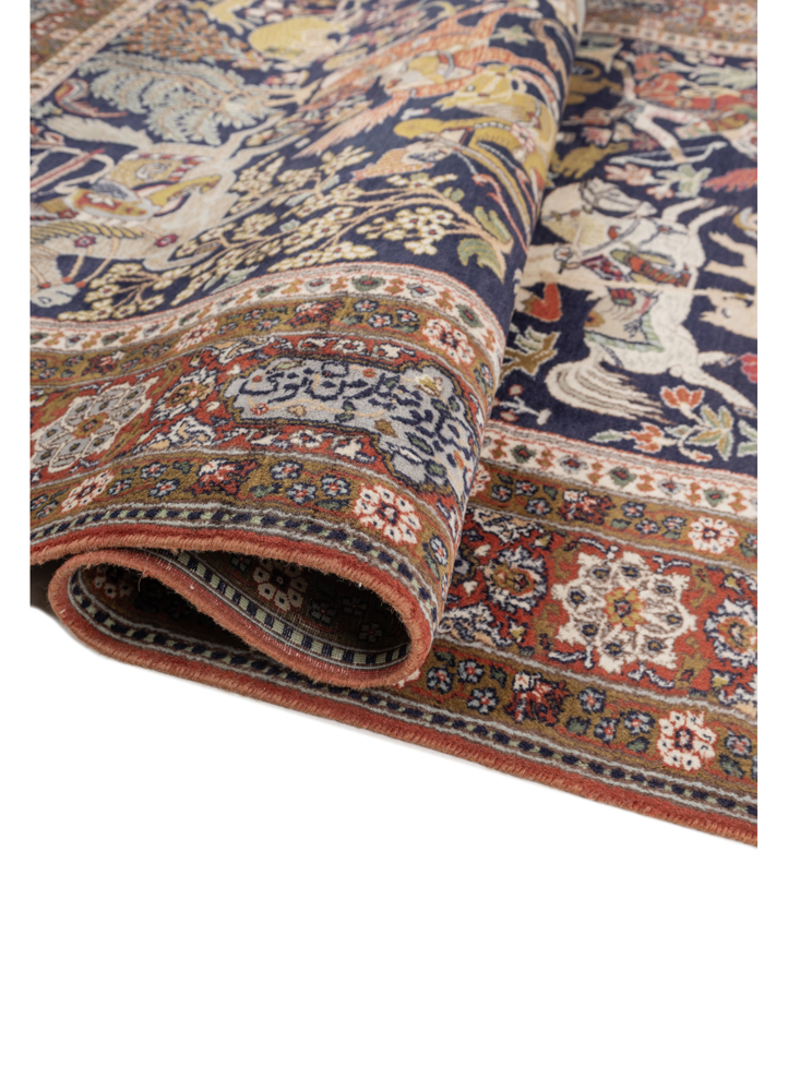 aalam blue wool hand knotted Rug - FloorShot