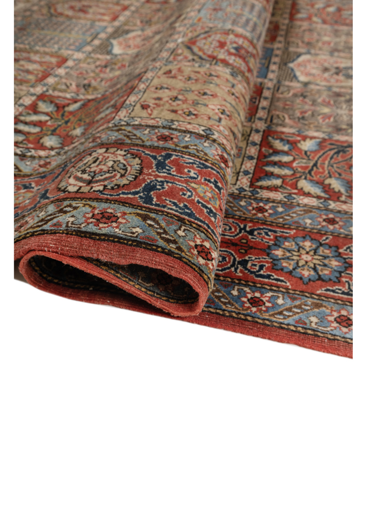 aalam red and orange wool hand knotted Rug - FloorShot