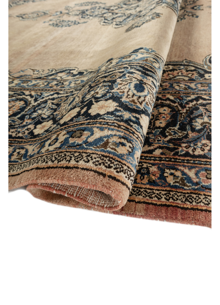 aalam blue wool hand knotted Rug - FloorShot