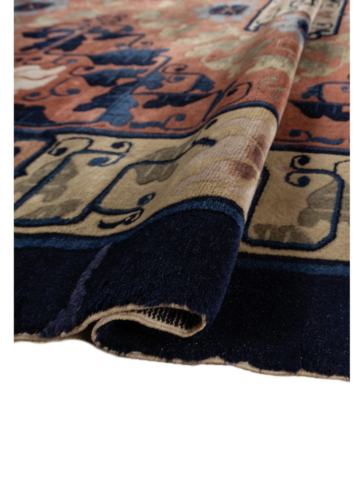 aalam blue wool hand knotted Rug - FloorShot