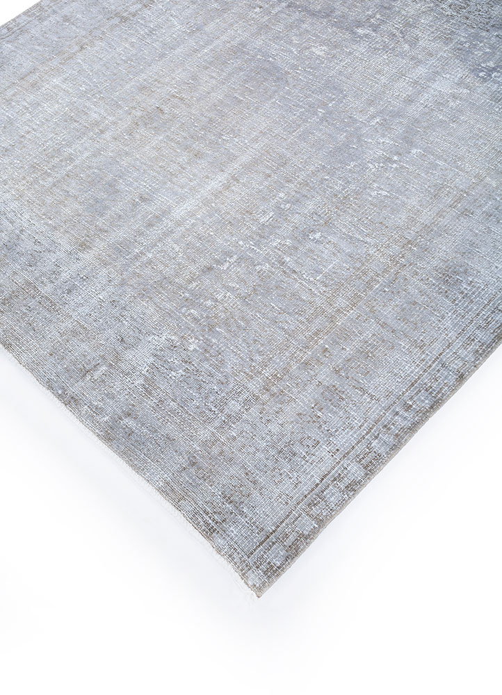 vintage grey and black wool hand knotted Rug - FloorShot