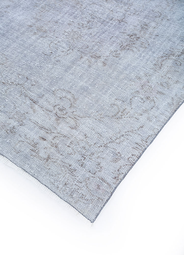 vintage grey and black wool hand knotted Rug - FloorShot