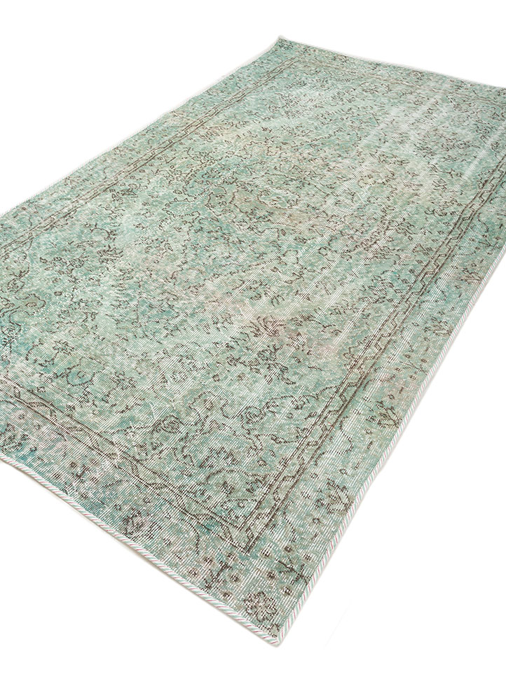 vintage blue wool hand knotted Rug - FloorShot