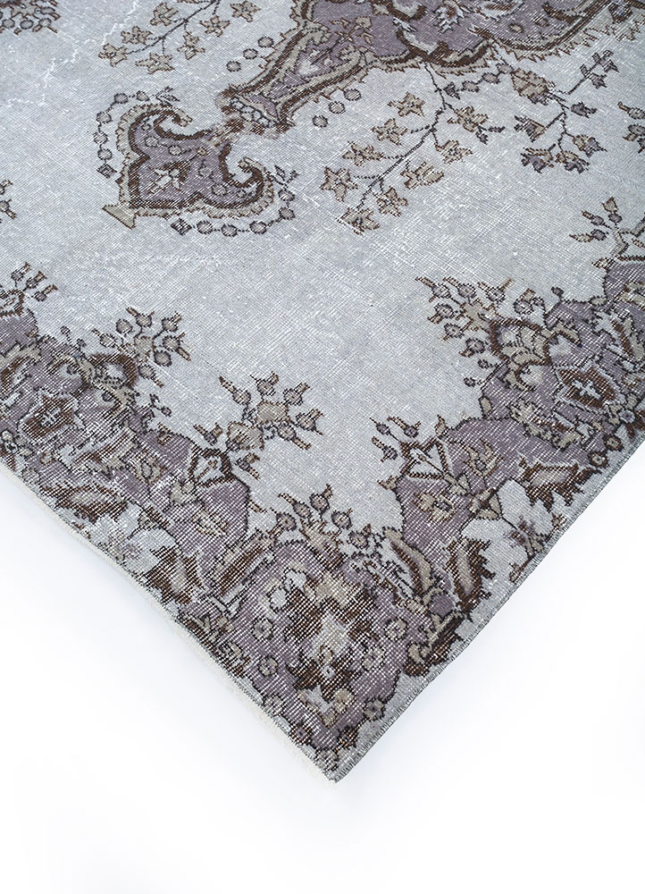 vintage pink and purple wool hand knotted Rug - FloorShot