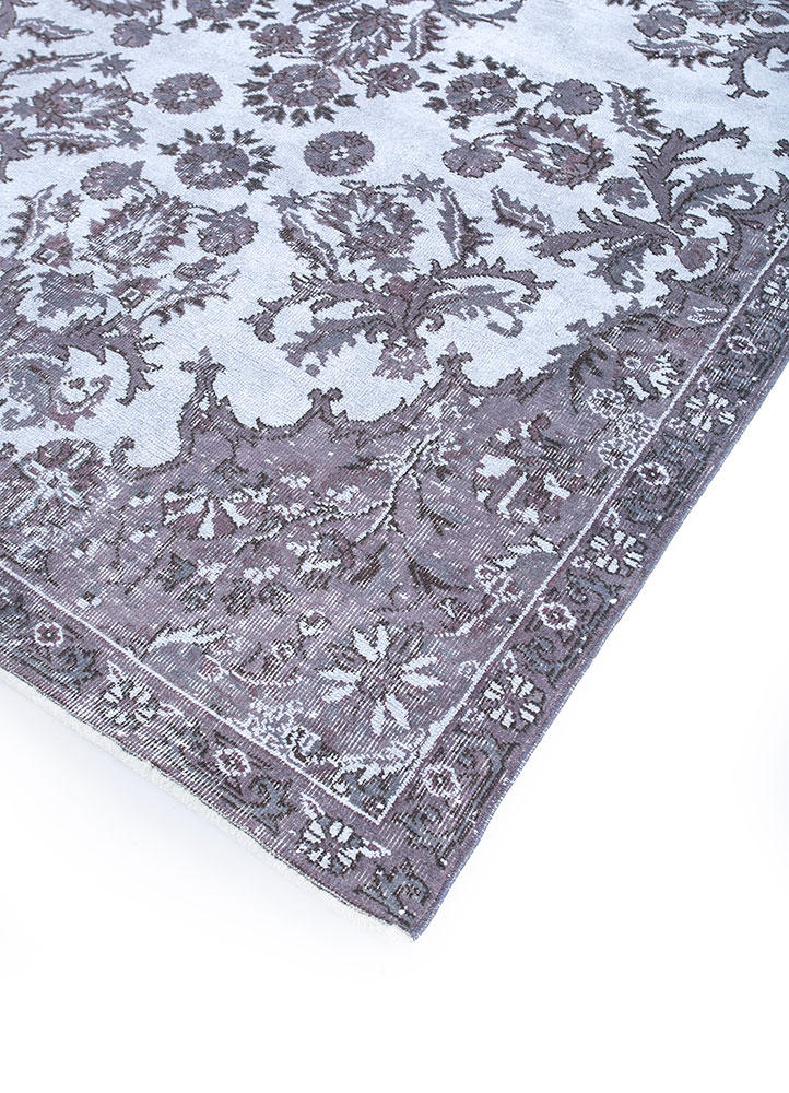 vintage grey and black wool hand knotted Rug - FloorShot