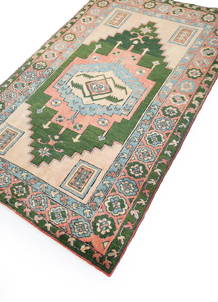 nuray green wool hand knotted Rug - FloorShot