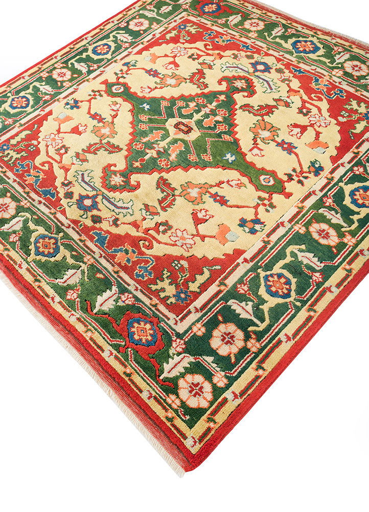 nuray red and orange wool hand knotted Rug - FloorShot