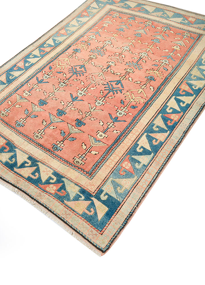 nuray red and orange wool hand knotted Rug - FloorShot
