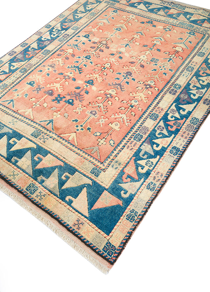 nuray red and orange wool hand knotted Rug - FloorShot