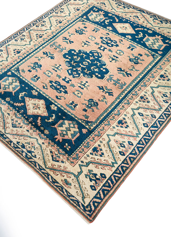 nuray red and orange wool hand knotted Rug - FloorShot