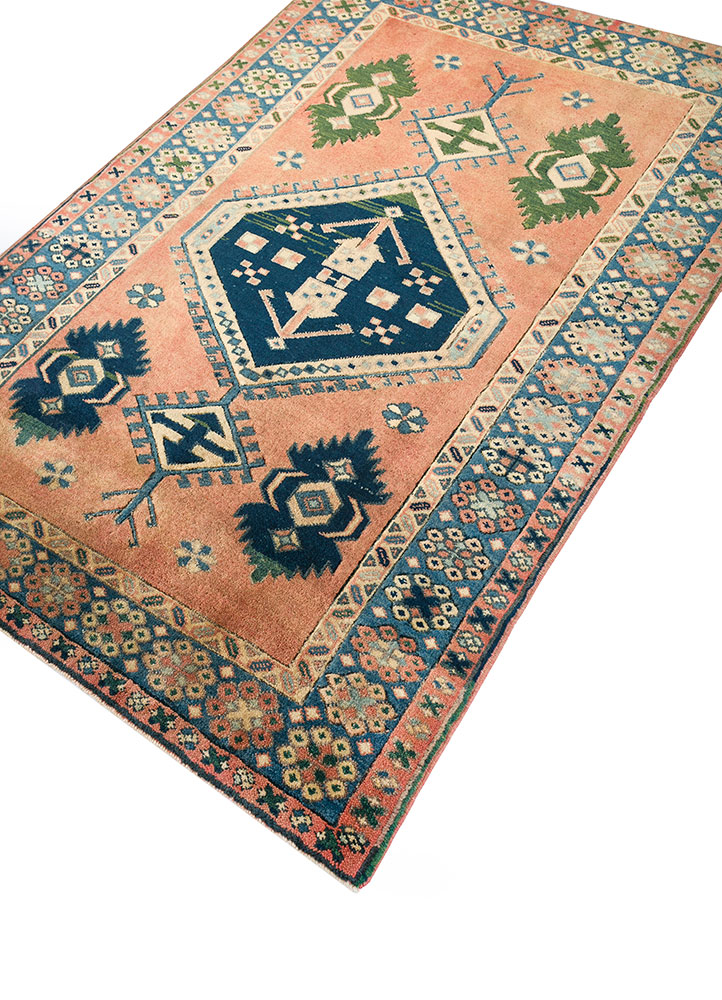 nuray red and orange wool hand knotted Rug - FloorShot