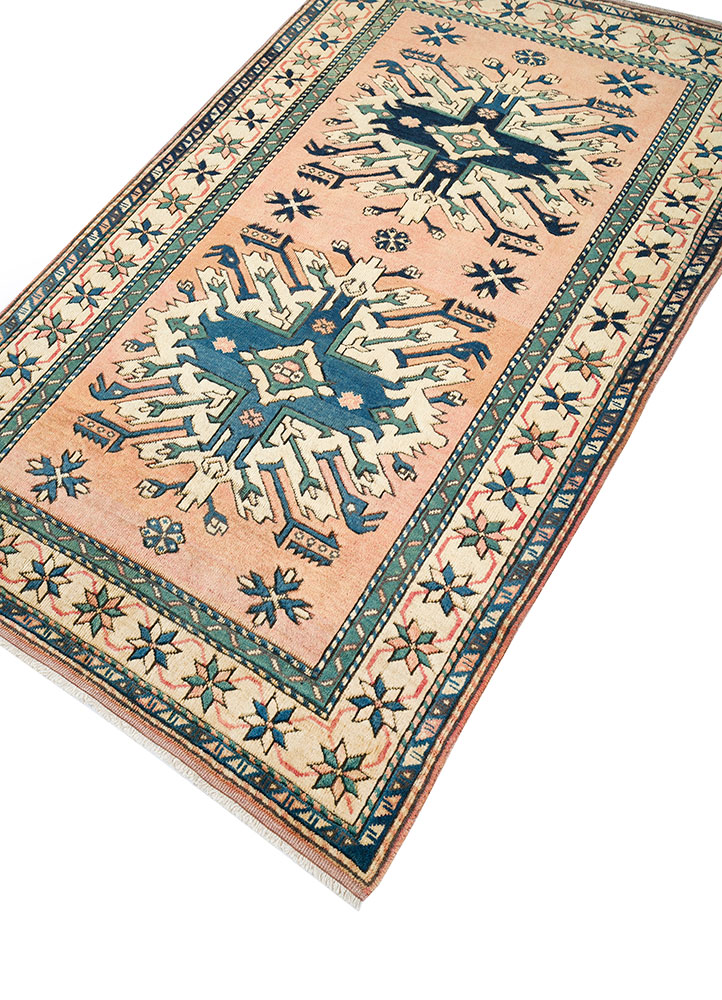 nuray red and orange wool hand knotted Rug - FloorShot