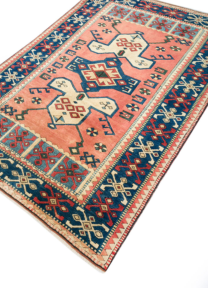 nuray red and orange wool hand knotted Rug - FloorShot