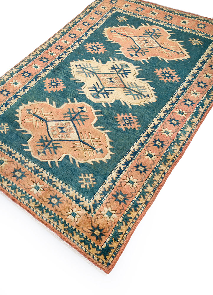 nuray blue wool hand knotted Rug - FloorShot
