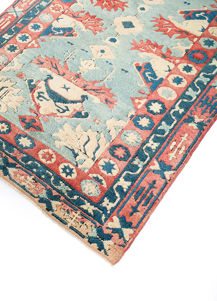 nuray blue wool hand knotted Rug - FloorShot