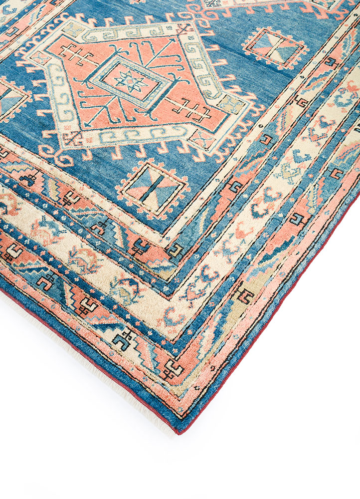 nuray blue wool hand knotted Rug - FloorShot