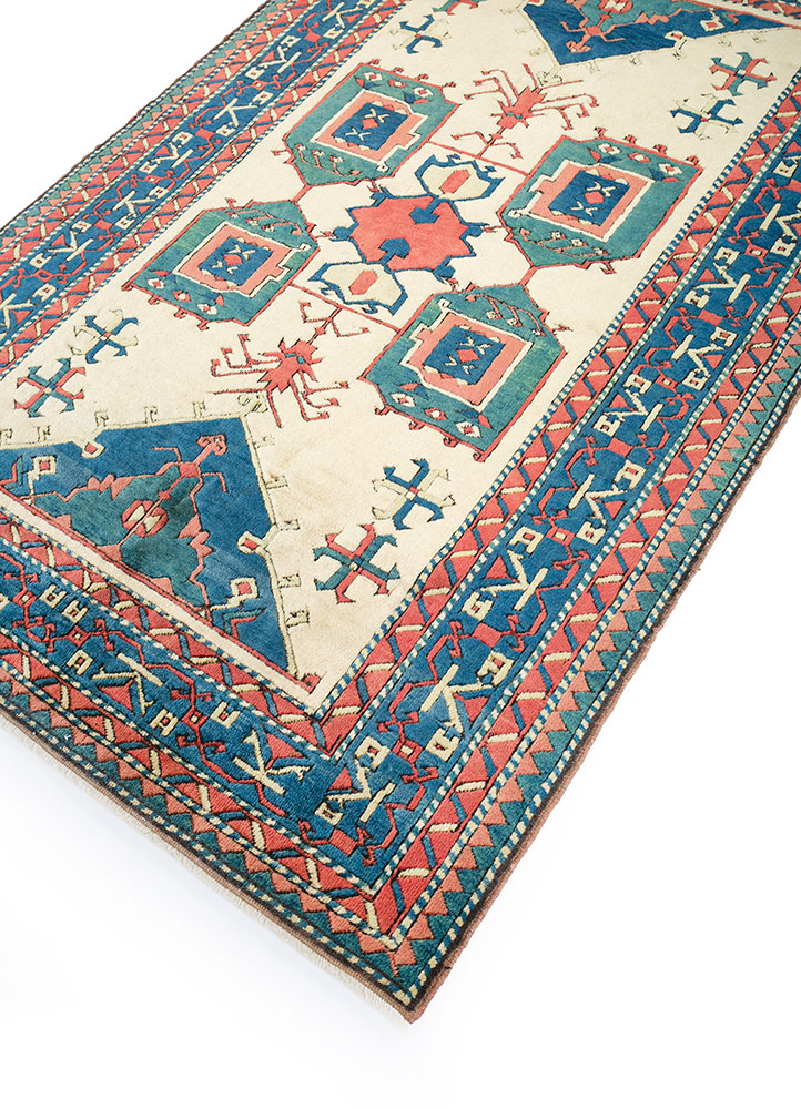 nuray blue wool hand knotted Rug - FloorShot