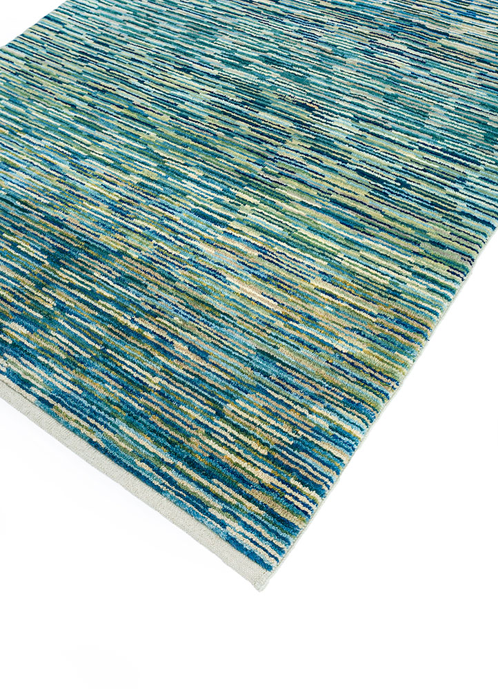 nuray blue wool hand knotted Rug - FloorShot