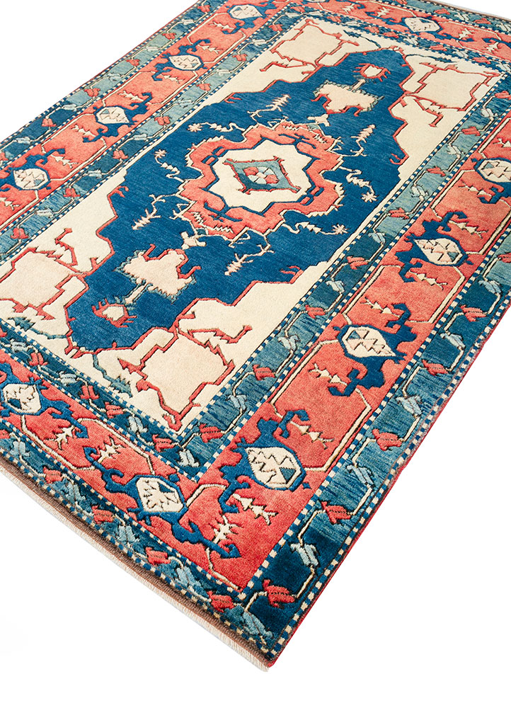 nuray blue wool hand knotted Rug - FloorShot