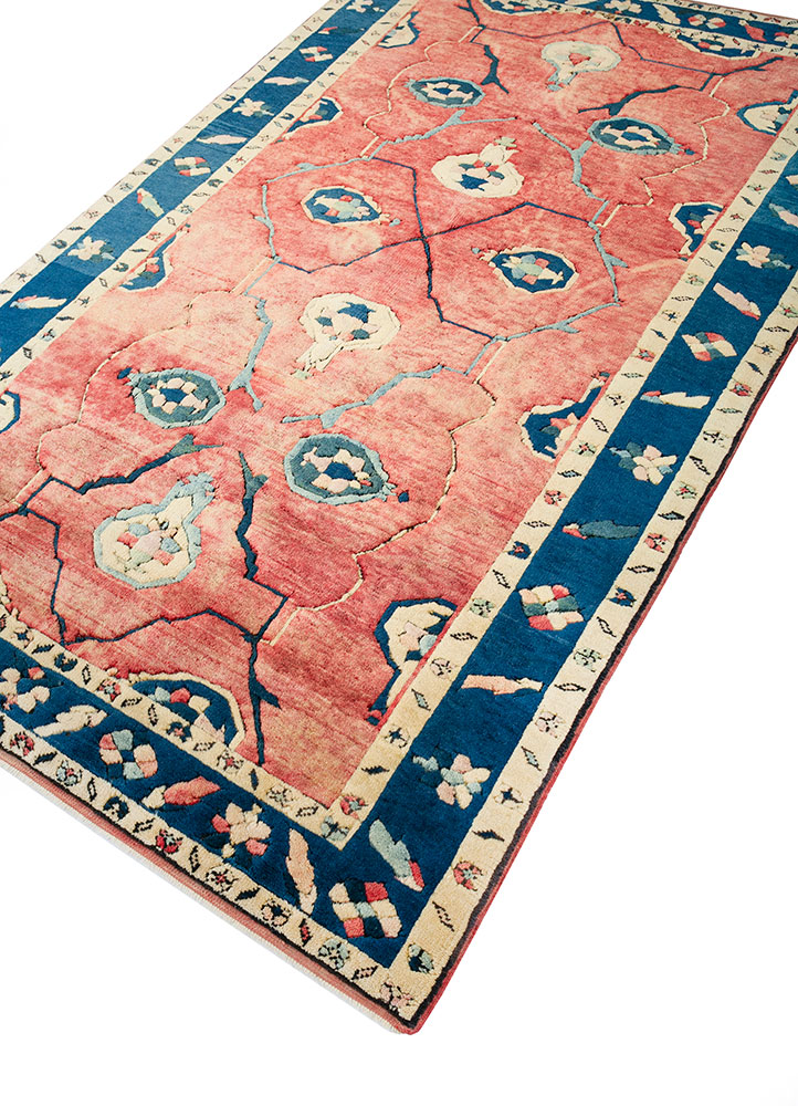 nuray red and orange wool hand knotted Rug - FloorShot