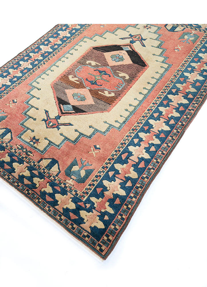 nuray red and orange wool hand knotted Rug - FloorShot