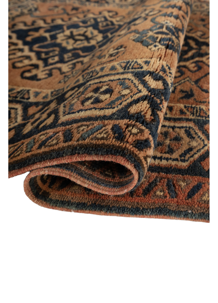 nuray red and orange wool hand knotted Rug - FloorShot