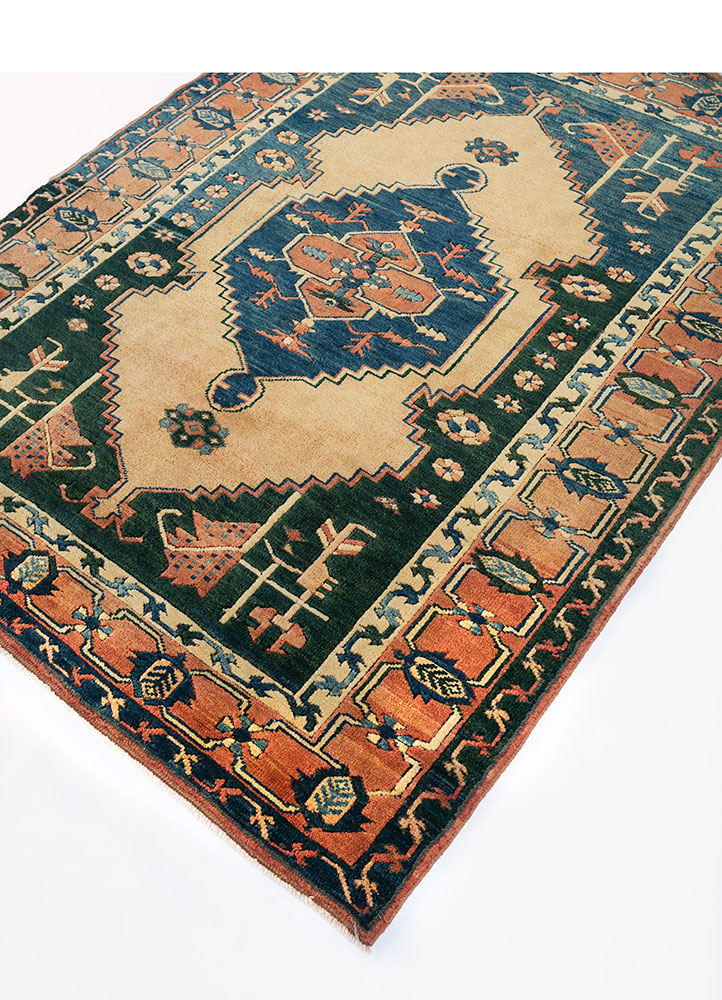 nuray blue wool hand knotted Rug - FloorShot