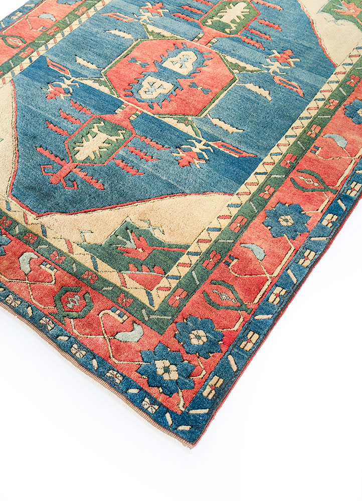 nuray blue wool hand knotted Rug - FloorShot