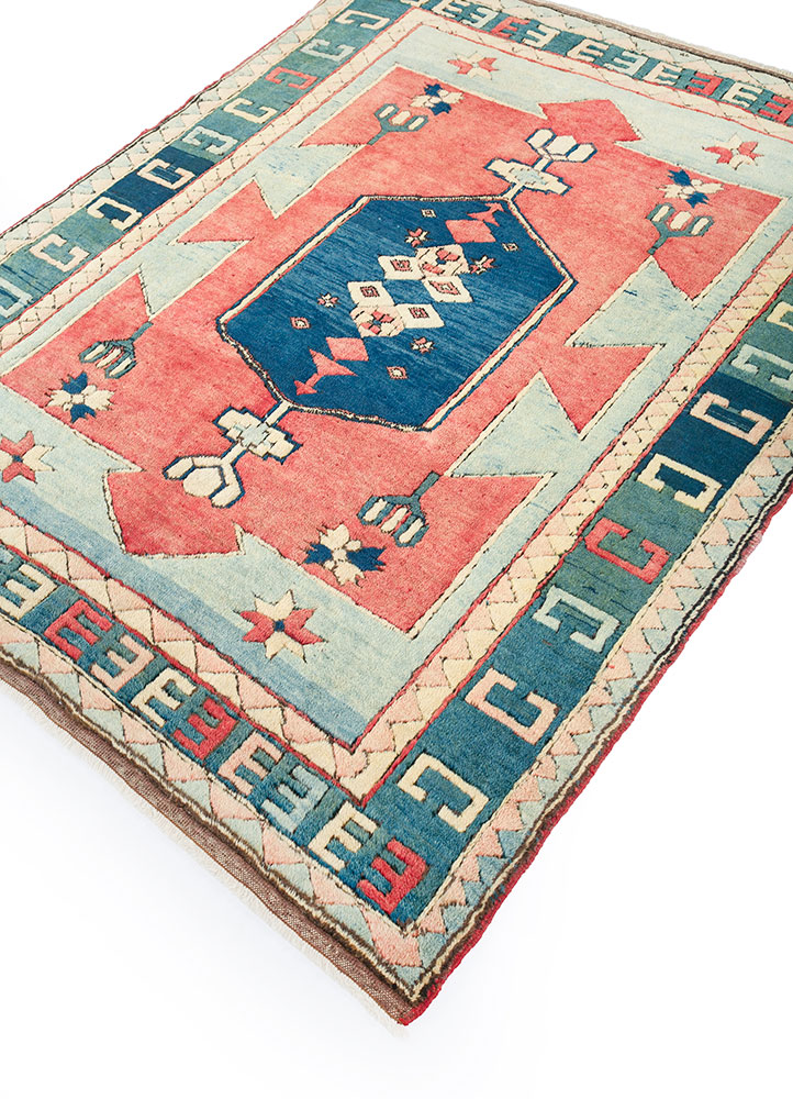 nuray red and orange wool hand knotted Rug - FloorShot