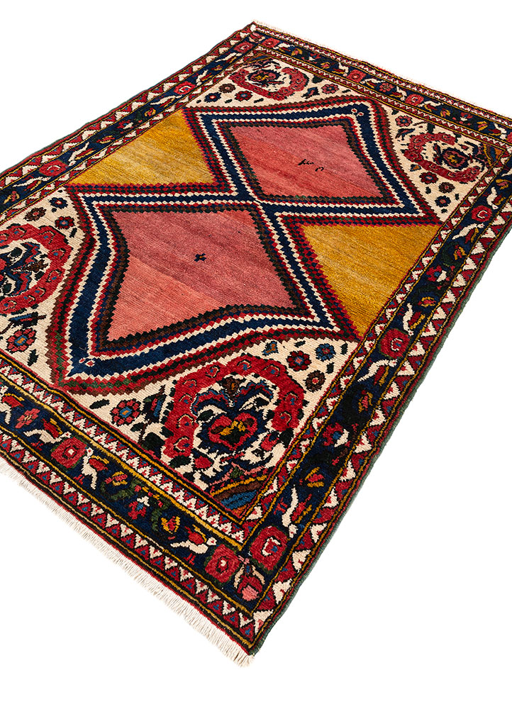 nuray red and orange wool hand knotted Rug - FloorShot