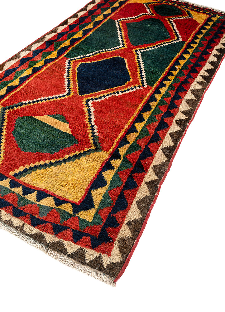 nuray red and orange wool hand knotted Rug - FloorShot