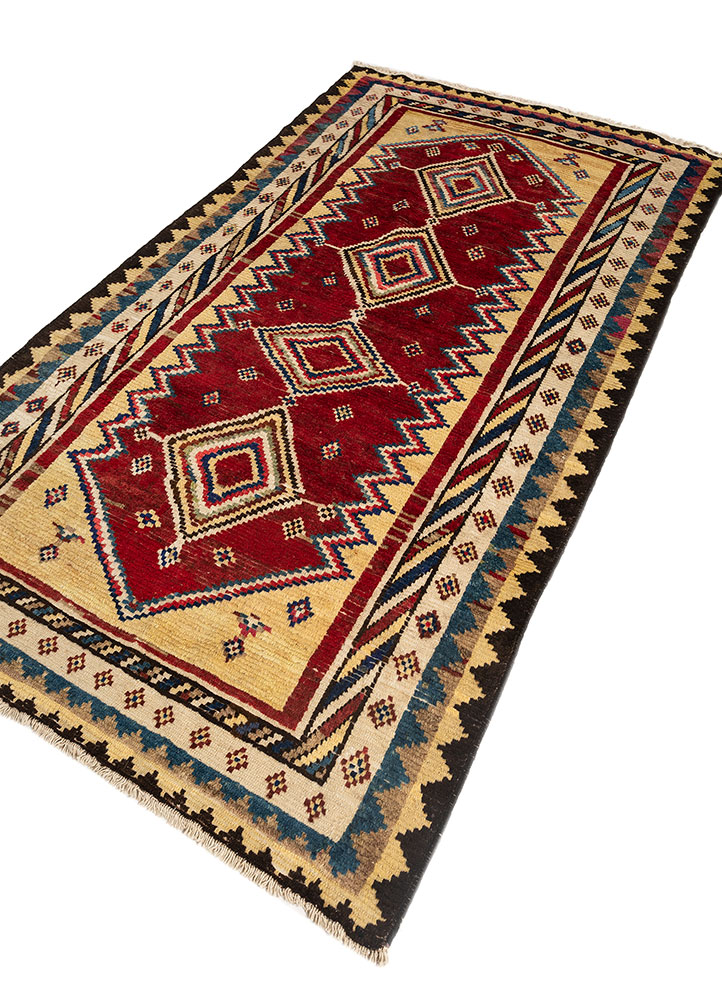 nuray red and orange wool hand knotted Rug - FloorShot
