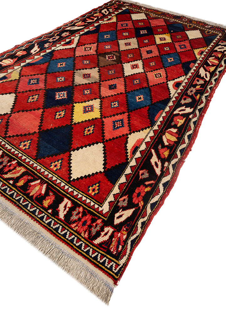 nuray red and orange wool hand knotted Rug - FloorShot