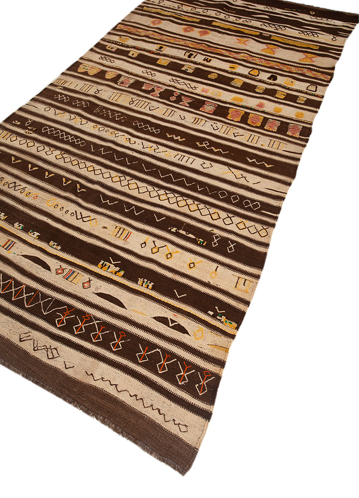 nayaab grey and black wool flat weaves Rug - FloorShot