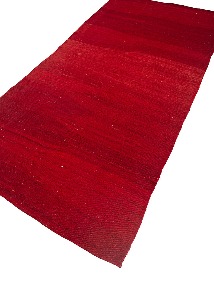 nayaab red and orange wool flat weaves Rug - FloorShot