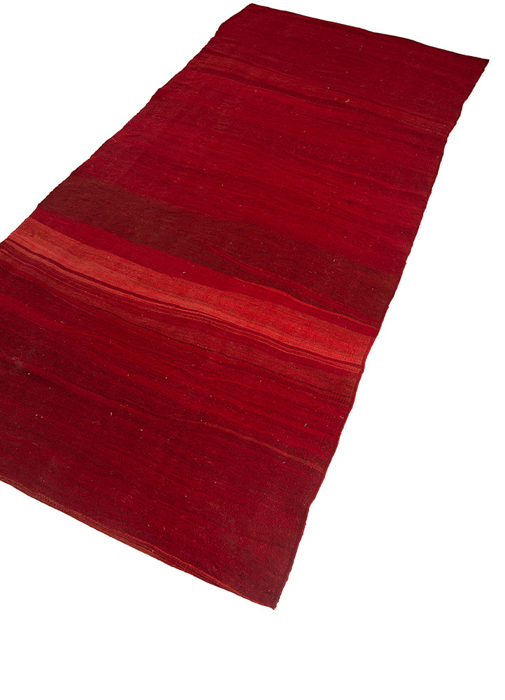 nayaab red and orange wool flat weaves Rug - FloorShot