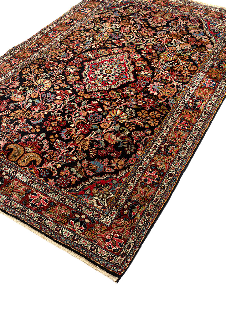 aalam grey and black wool hand knotted Rug - FloorShot