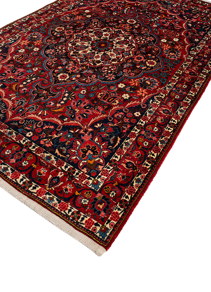 aalam red and orange wool hand knotted Rug - FloorShot