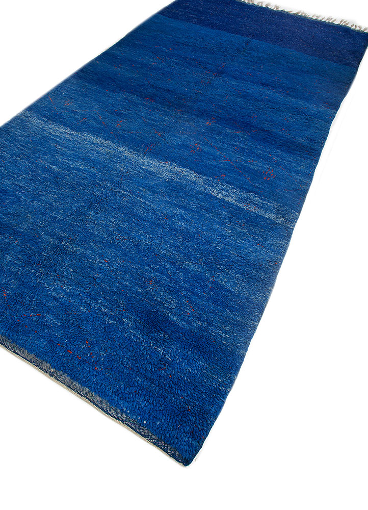 zuri blue wool hand knotted Rug - FloorShot
